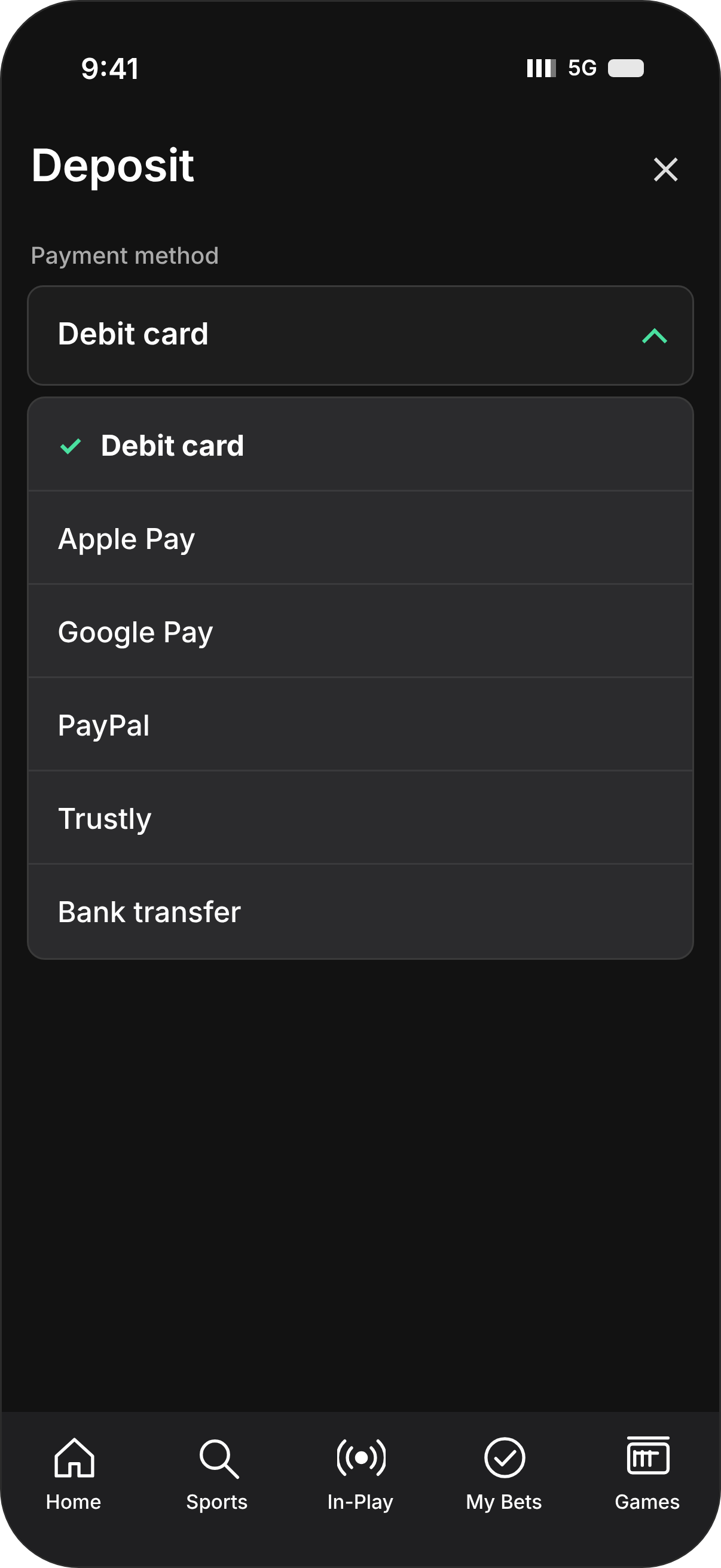 Payment flow redrawn in the latest design: choosing a payment method