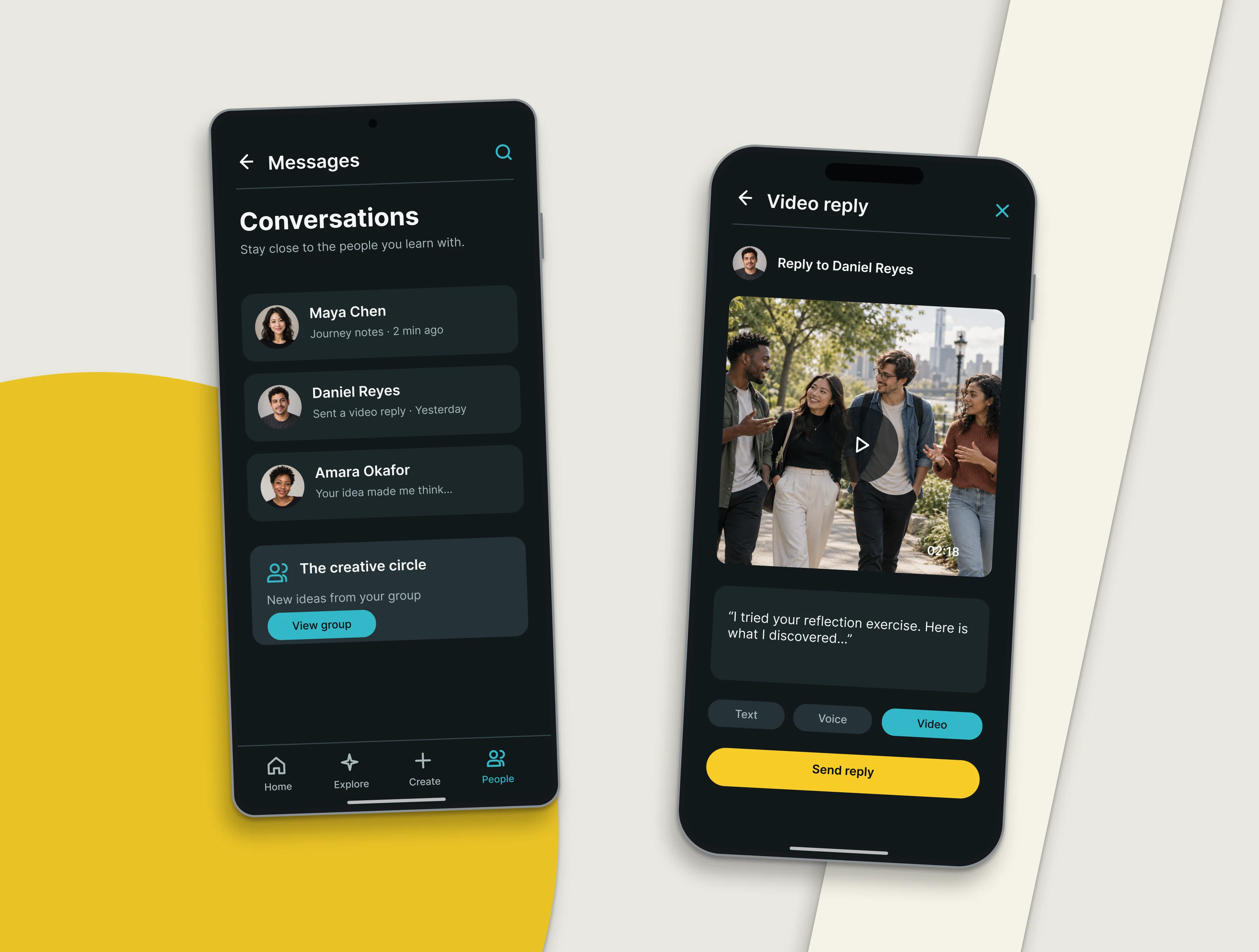 OXYGEAN conversations and video-reply interfaces