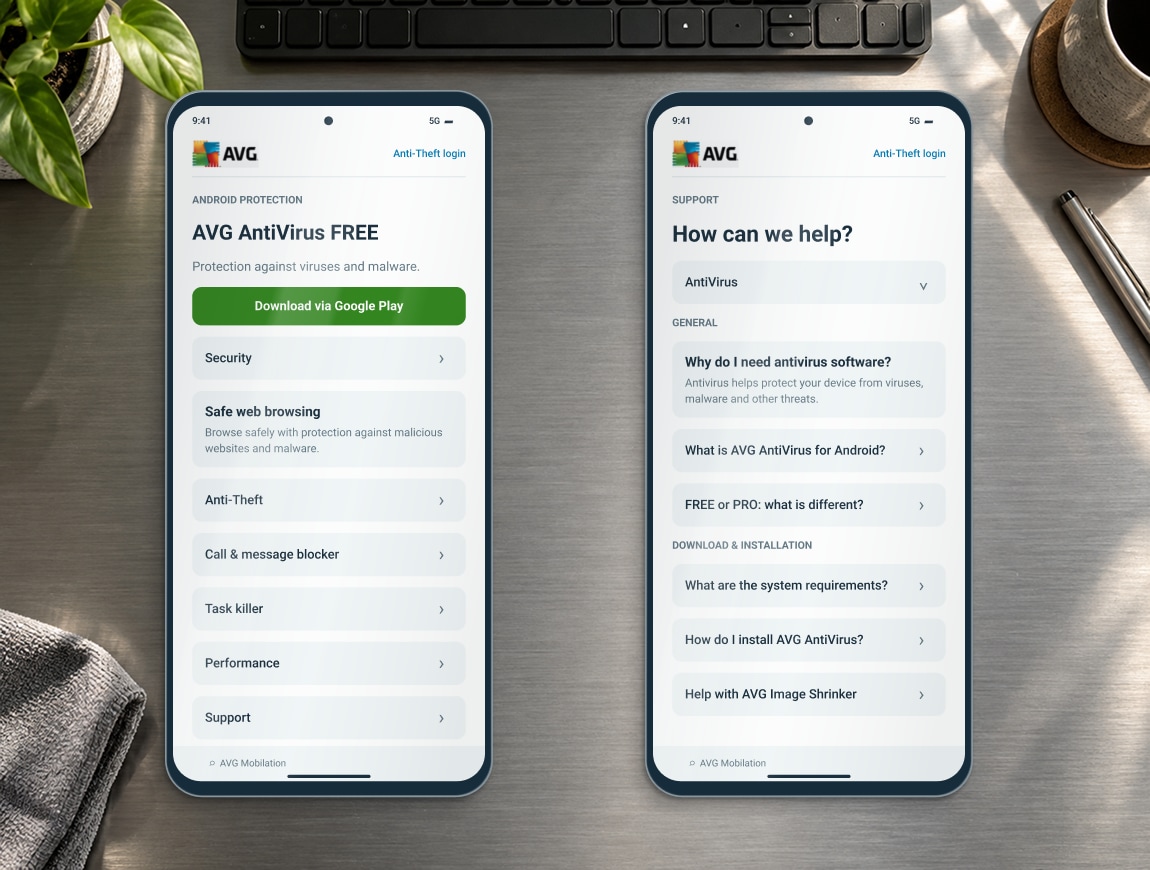 AVG — 03 · Features and help · refreshed originals