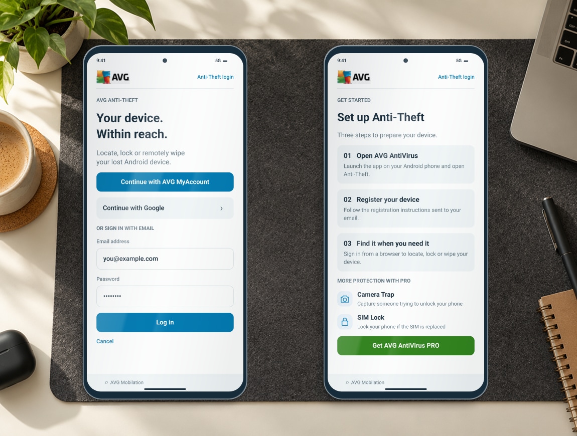 AVG — 04 · Anti-Theft account · refreshed originals