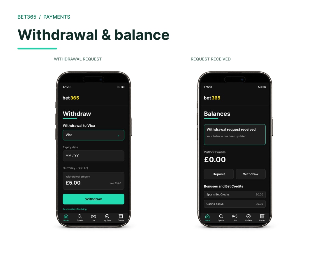 bet365 — FINAL 04 · Withdrawal request and confirmation