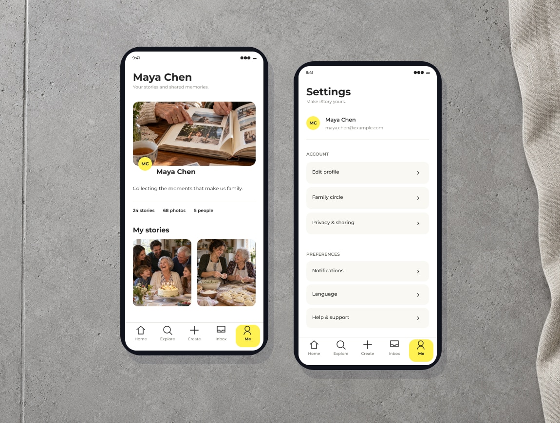 iStory — 10 · Profile & settings