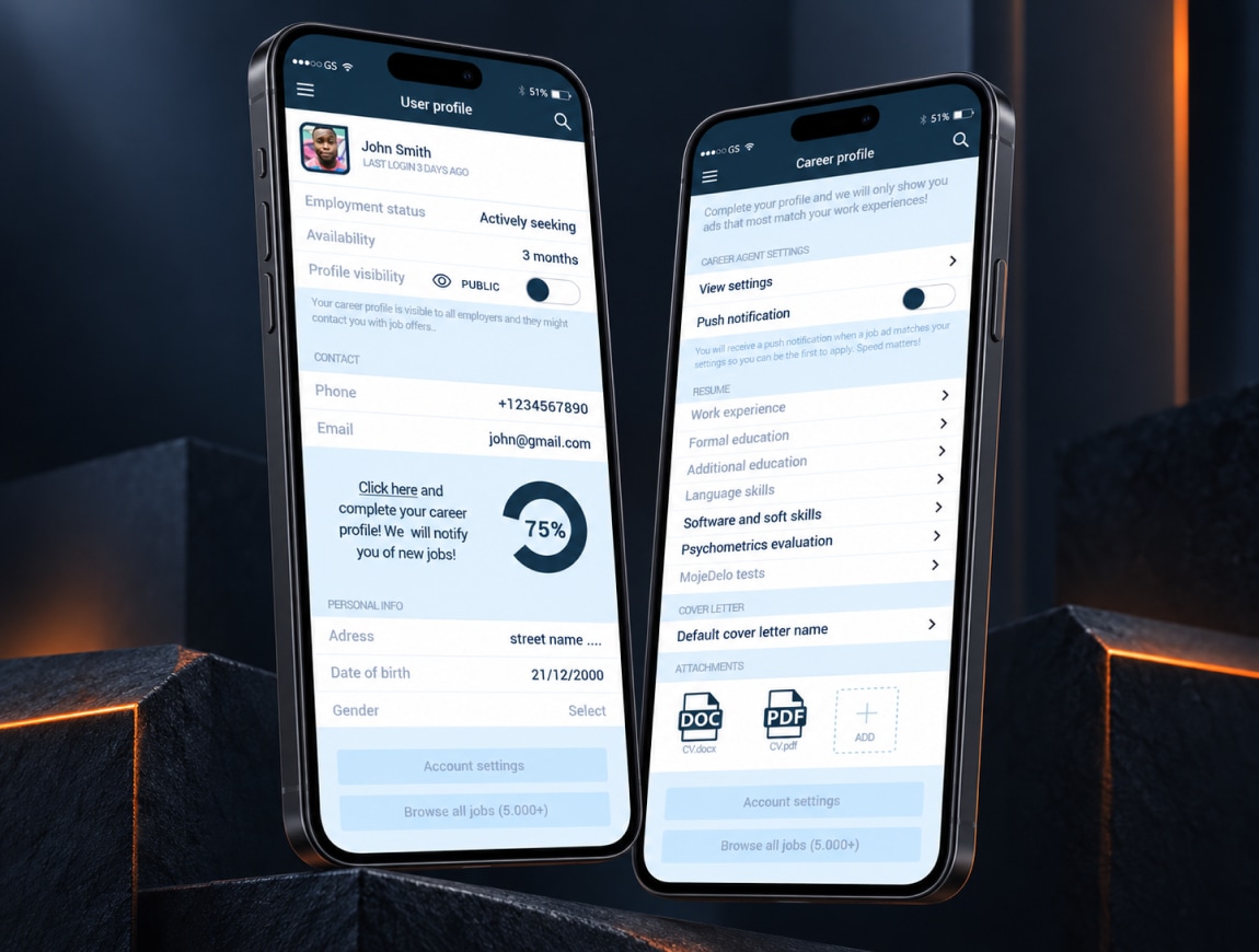 Moje delo interface 05: Personal and career profile