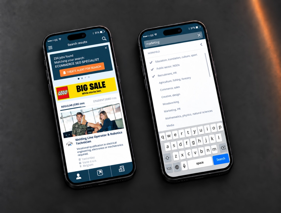 Moje delo interface 12: Search results & filters