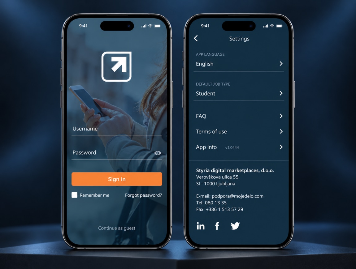 Moje delo interface 14: Settings & security