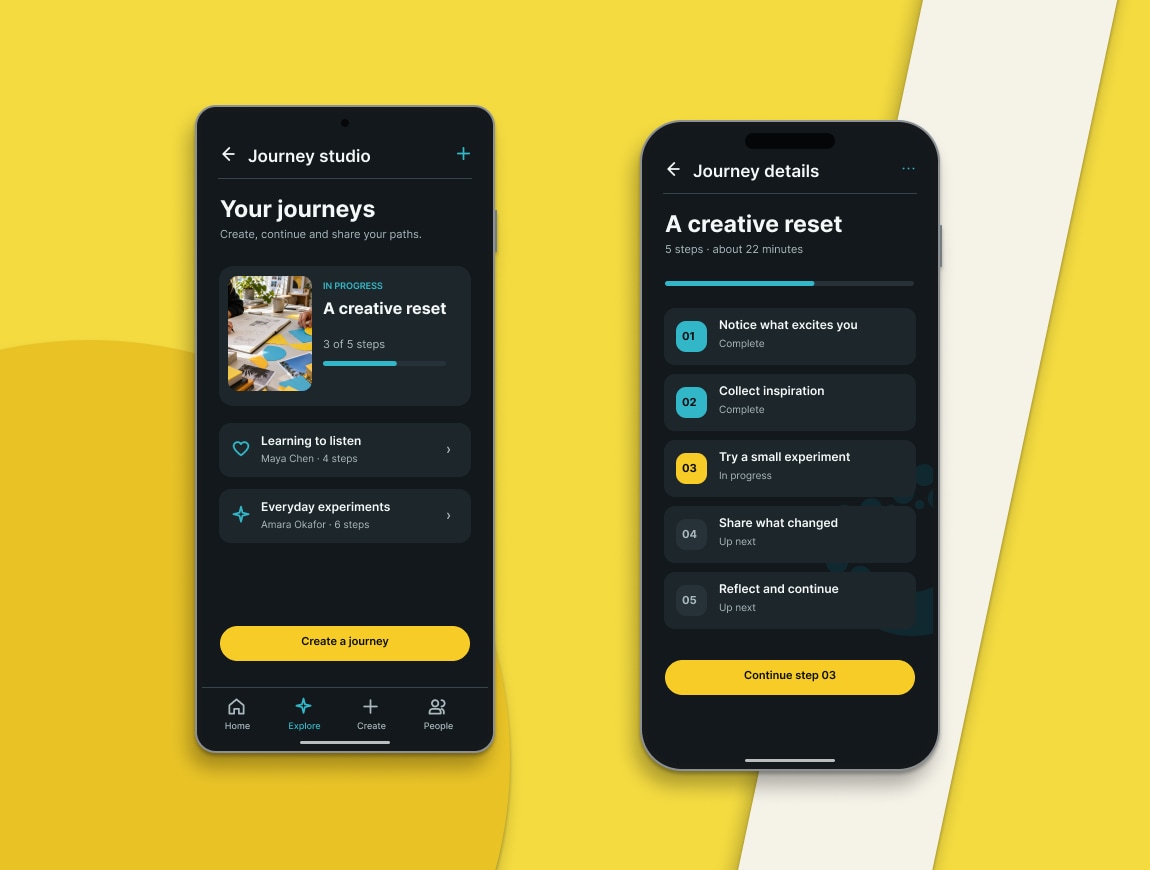 OXYGEAN — 06 · Journey studio & steps