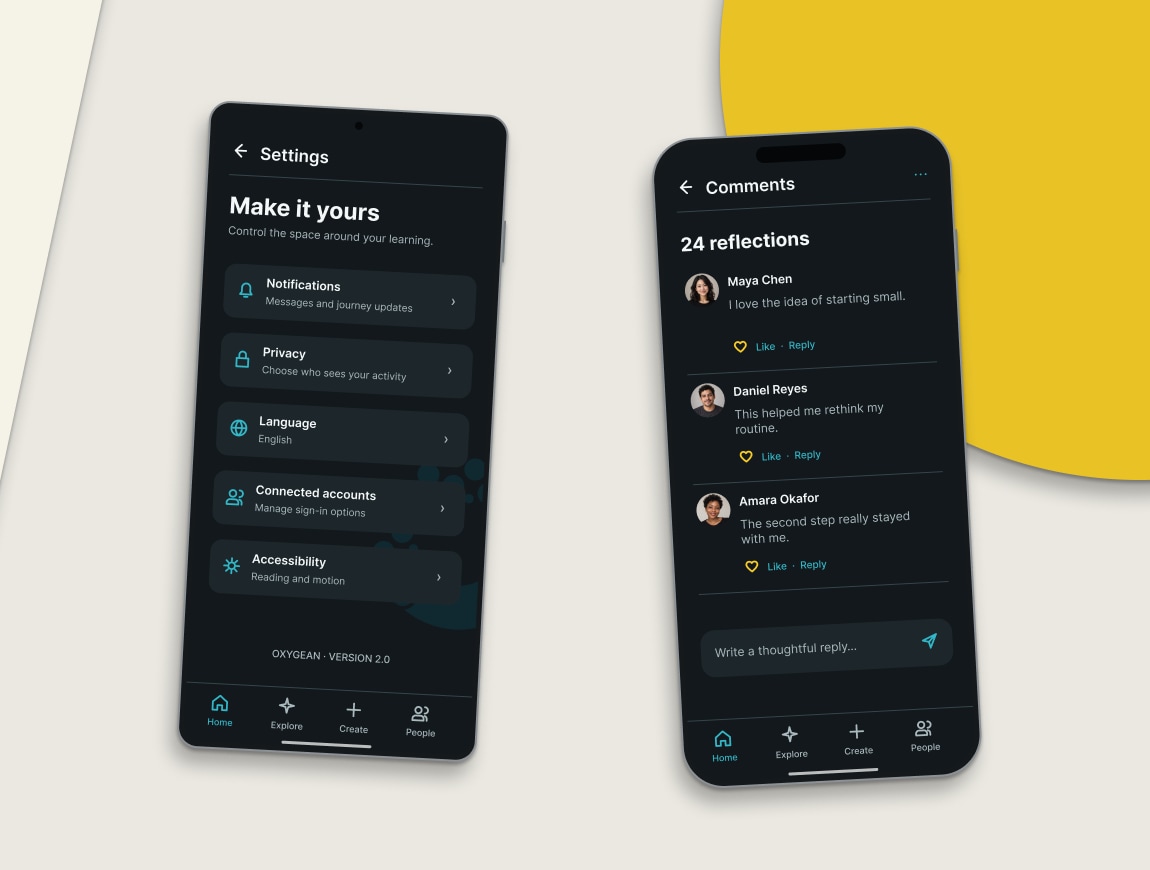 OXYGEAN — 07 · Settings & comments