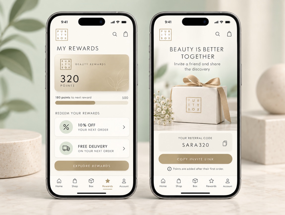 Purity Box — 08 · Loyalty · Points & Invite
