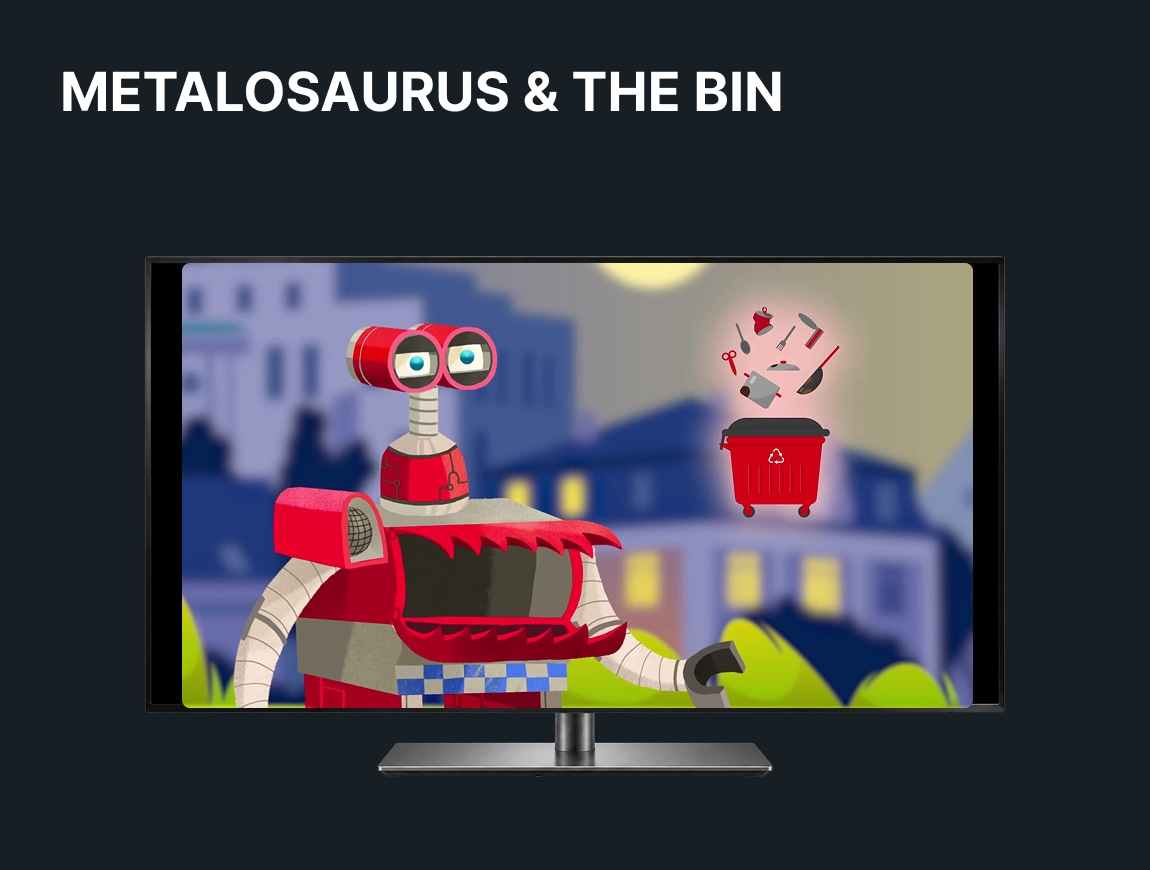 Reciklotroni — SCREEN 09 · Metalosaurus and the bin