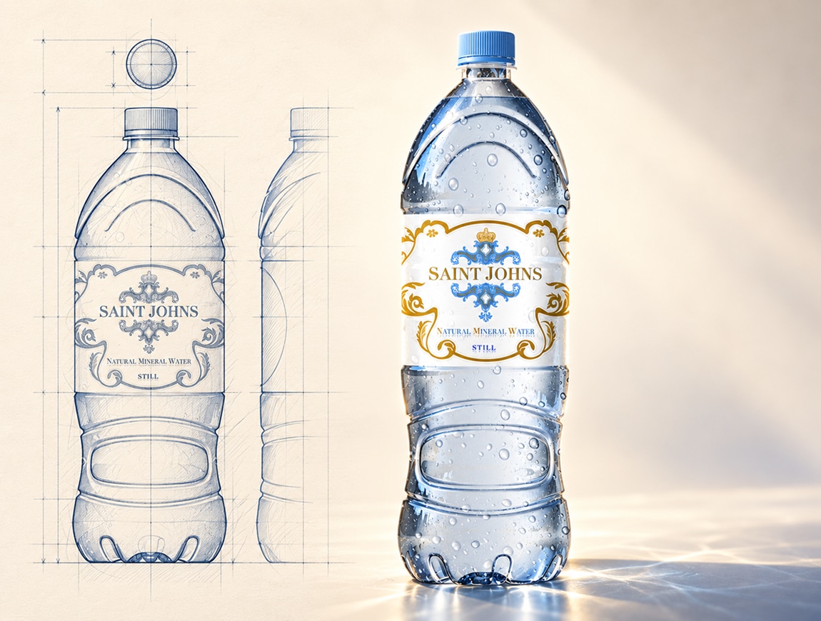 Saint John’s — 20 · PET bottle — sketch to render