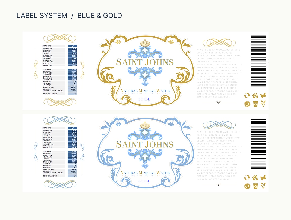 Saint John’s — 26 · Label trials — blue & gold