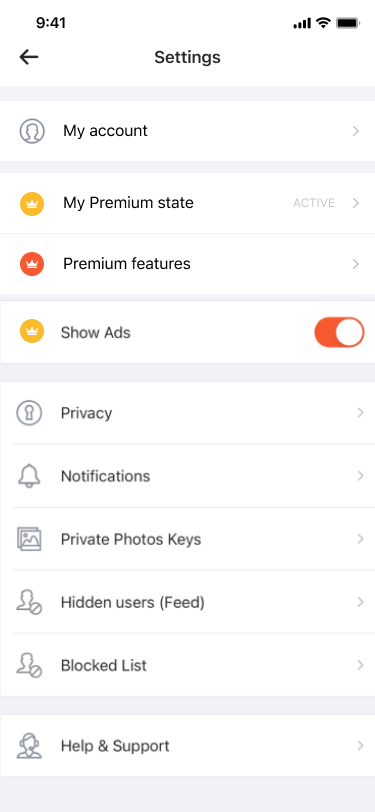 Entry from the app into the web shop (frame: Premium features - main)