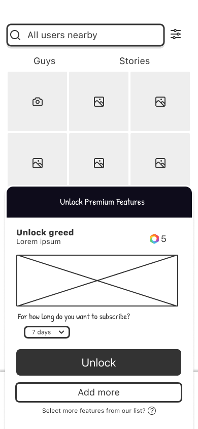 Wireframe: Flow 1 from the grid (frame: 635:4937)