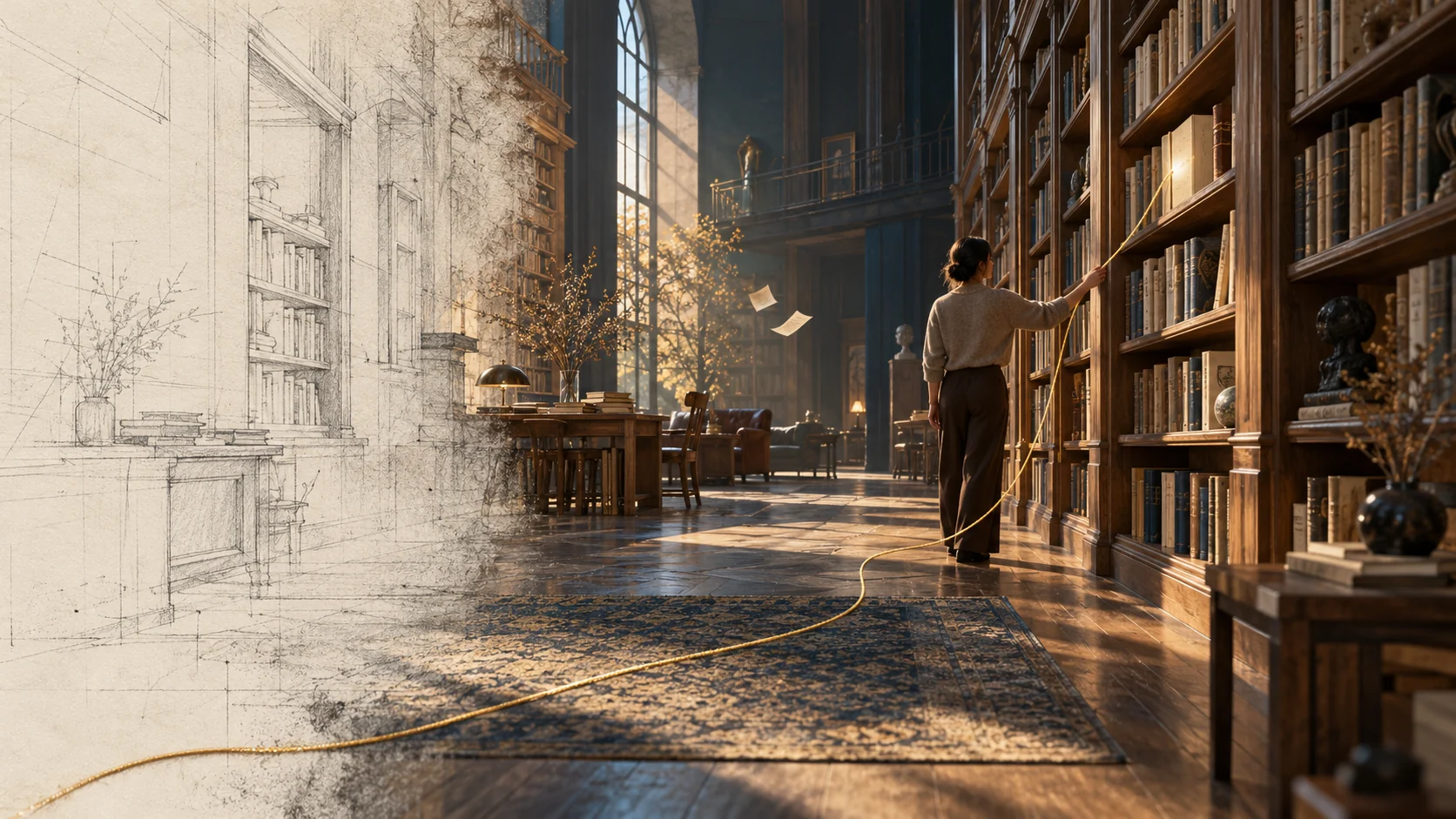 ar library editorial concept: sketch into reality