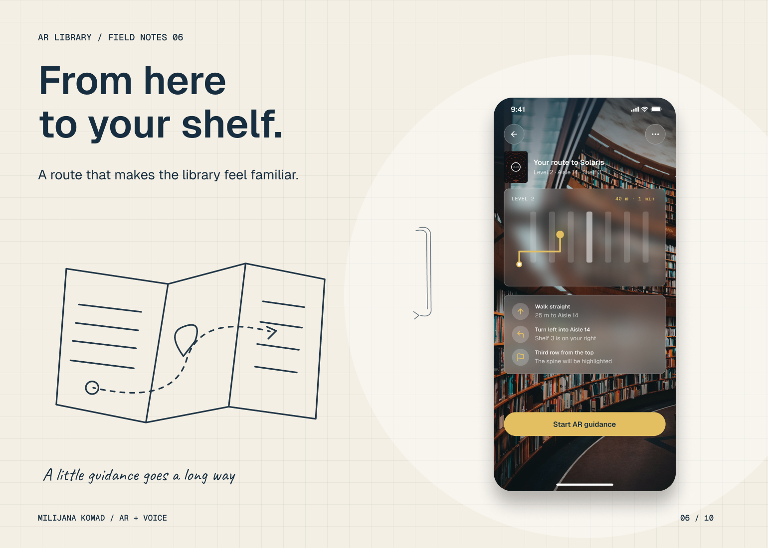 06 · From here to your shelf. — original app screens with hand-drawn illustrations