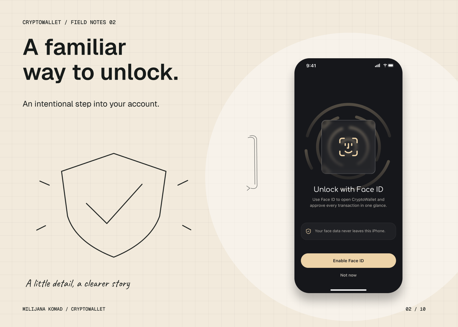 02 · A familiar way to unlock. — original app screen and hand-drawn story