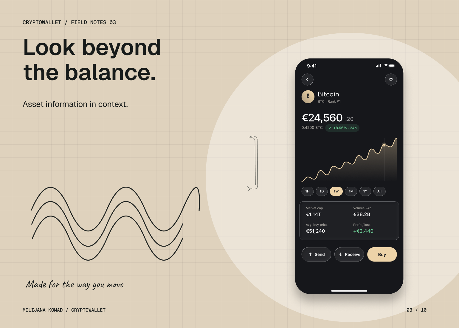 03 · Look beyond the balance. — original app screen and hand-drawn story