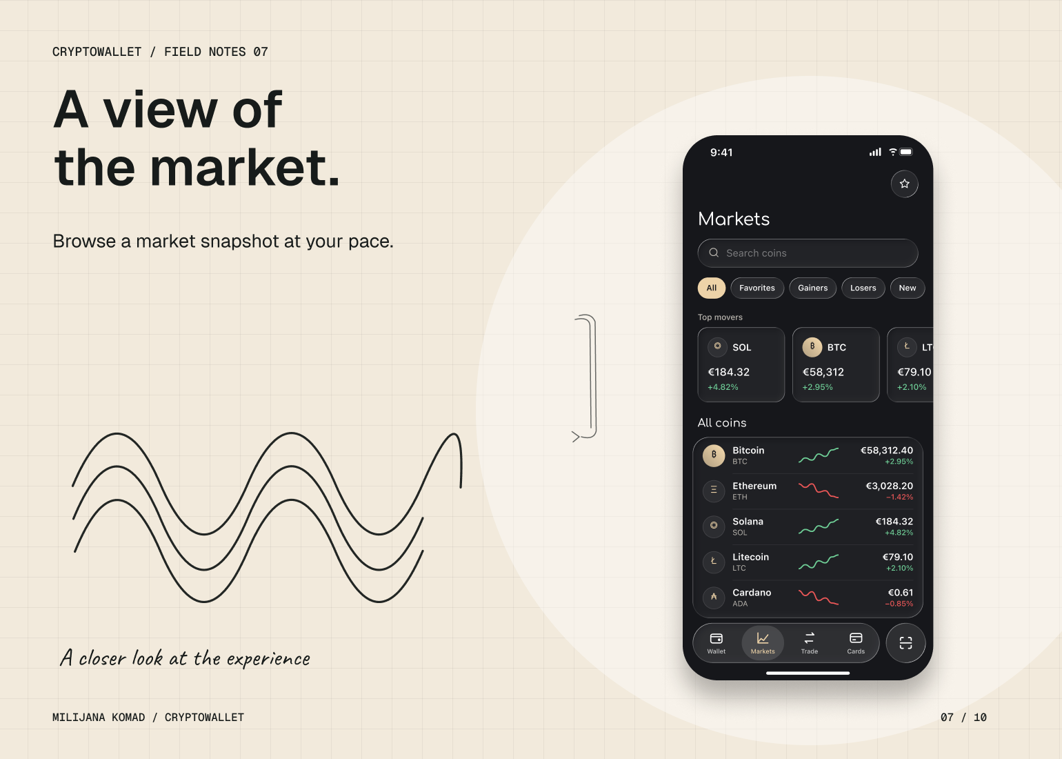 07 · A view of the market. — original app screen and hand-drawn story