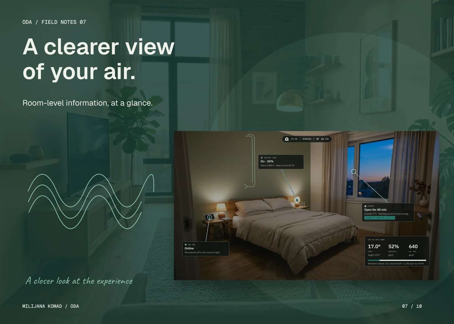07 · A clearer view of your air. — original app screen and hand-drawn story