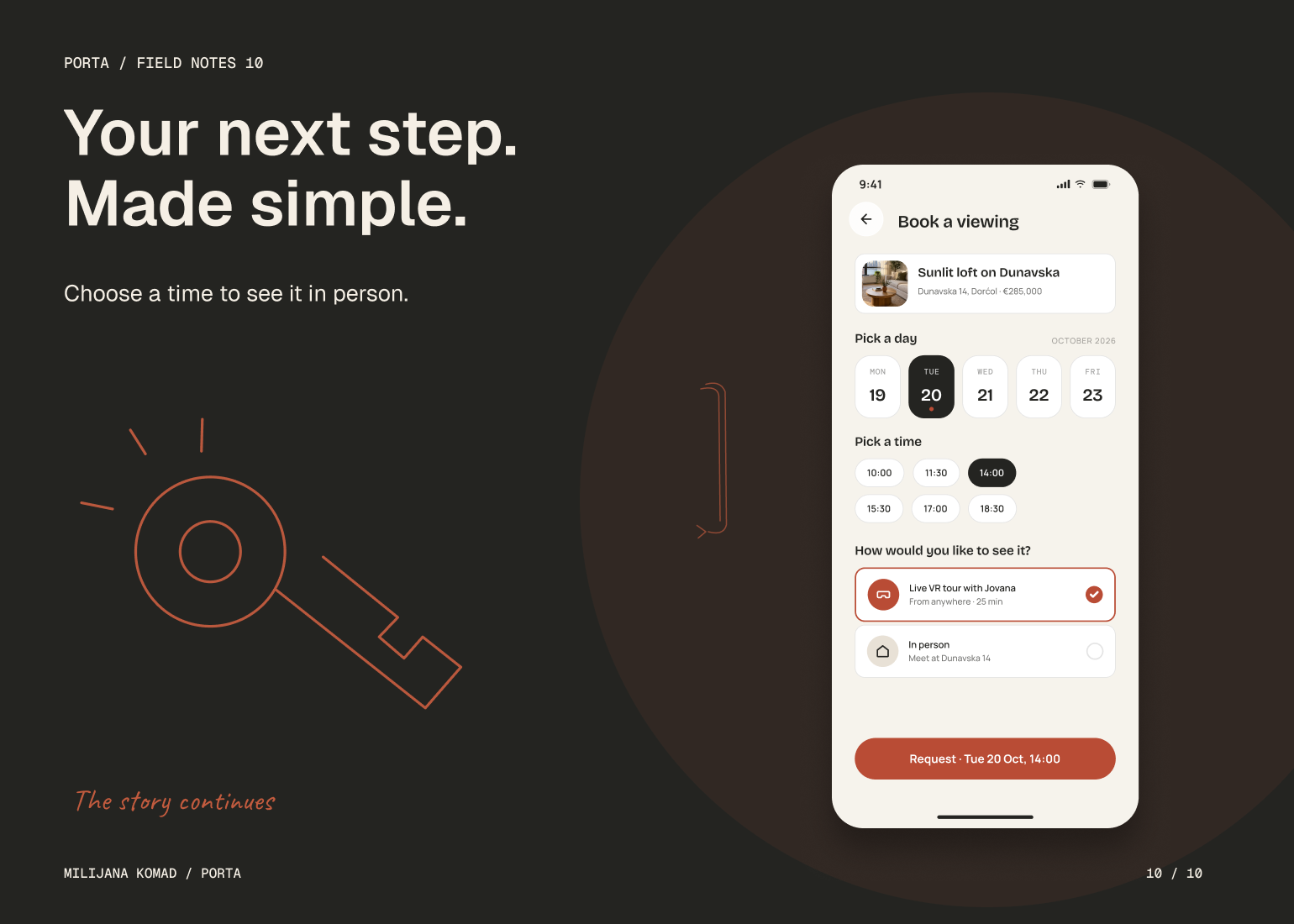 10 · Your next step. Made simple. — original app screen and hand-drawn story