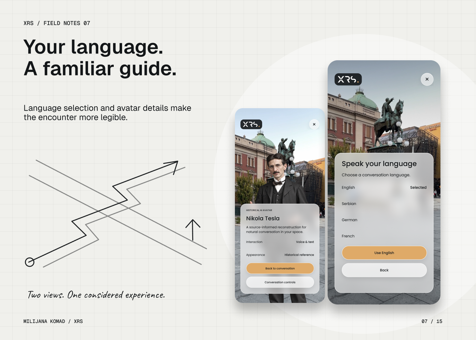 07 · Your language. A familiar guide. — two original XRS app screens