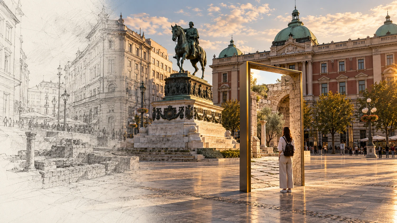 XRS editorial concept: the layers of Belgrade revealed through a spatial doorway